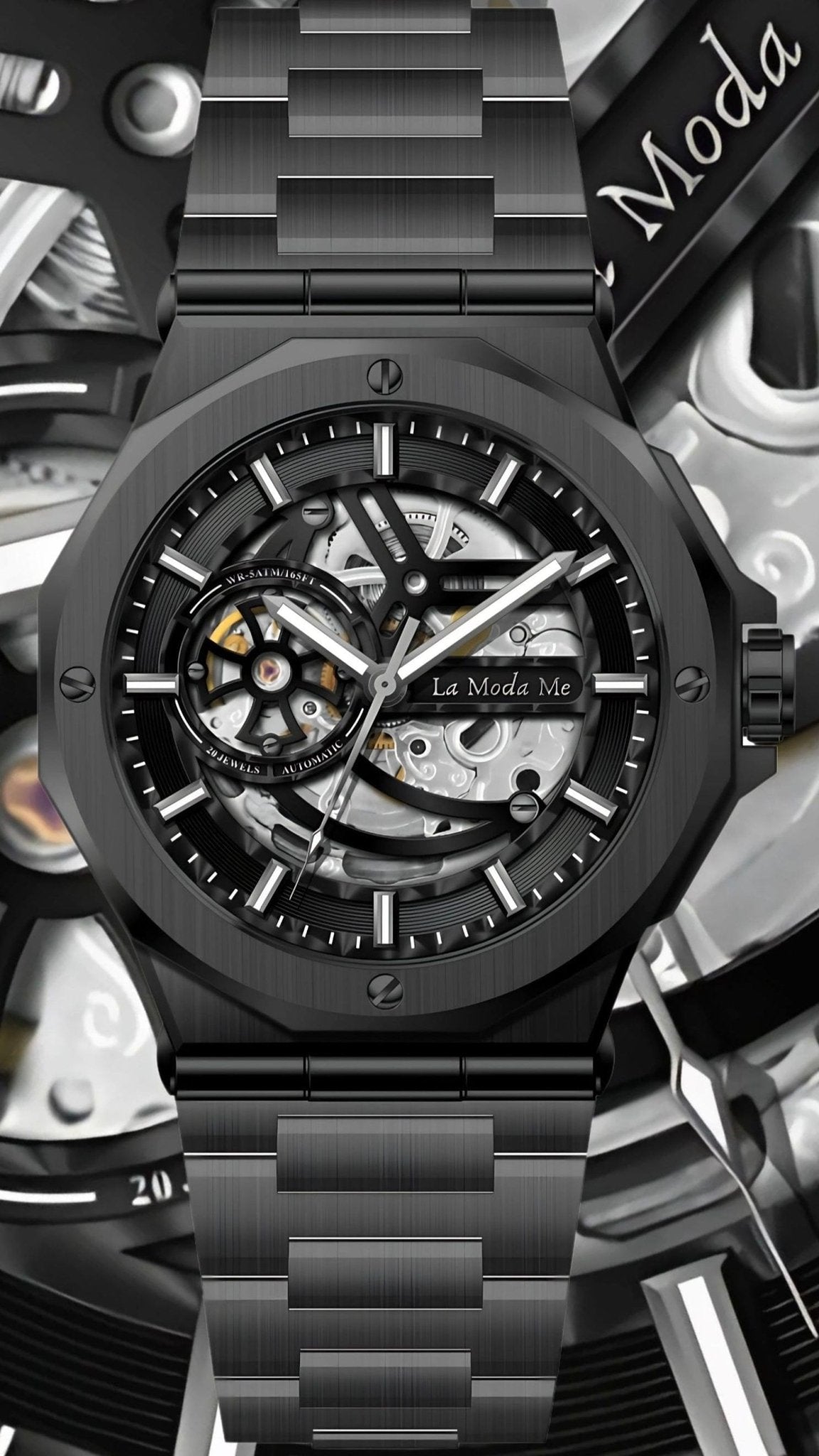 Ayoro Blackcore Skeleton AG8 Watch - Luxury Skeleton Timepiece-3