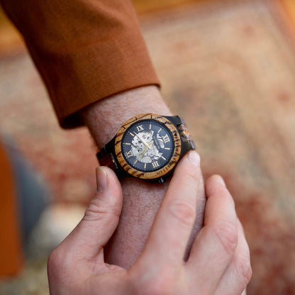 Zegarek Męski - Watch Notterdam Automatic Zebrawood - Eco-Friendly Wooden Watch