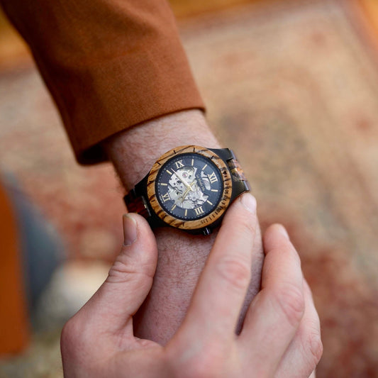 Zegarek Męski - Watch Notterdam Automatic Zebrawood - Eco-Friendly Wooden Watch